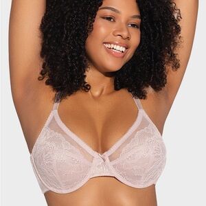Shecurve Delicate Lace Full Coverage Minimizer Underwire Bra, Light Pink 46H